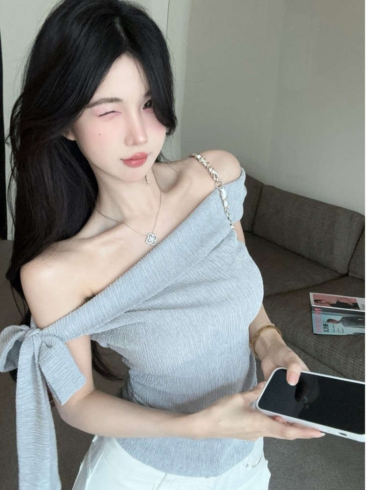 Spicy Girl One-Shoulder Tie Wa - đánh giá và giá T Shirt Tight Fit