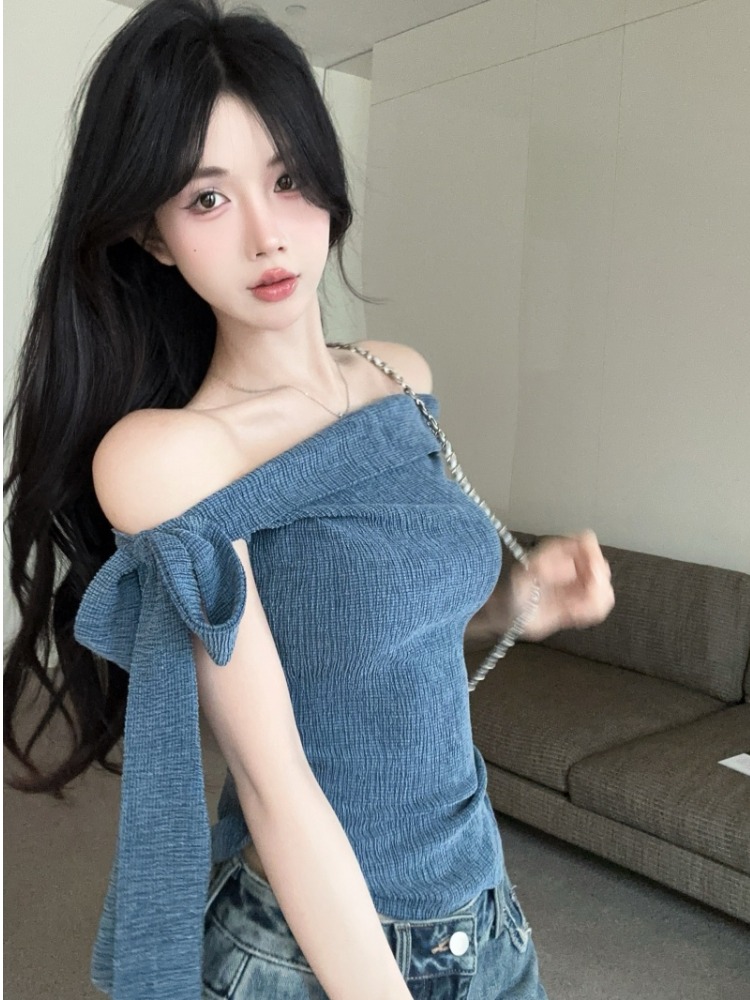 Spicy Girl One-Shoulder Tie Wa - đánh giá và giá T Shirt Tight Fit